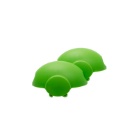 A pair of green coloured end caps.