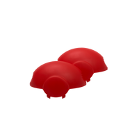 A pair of red coloured end caps.