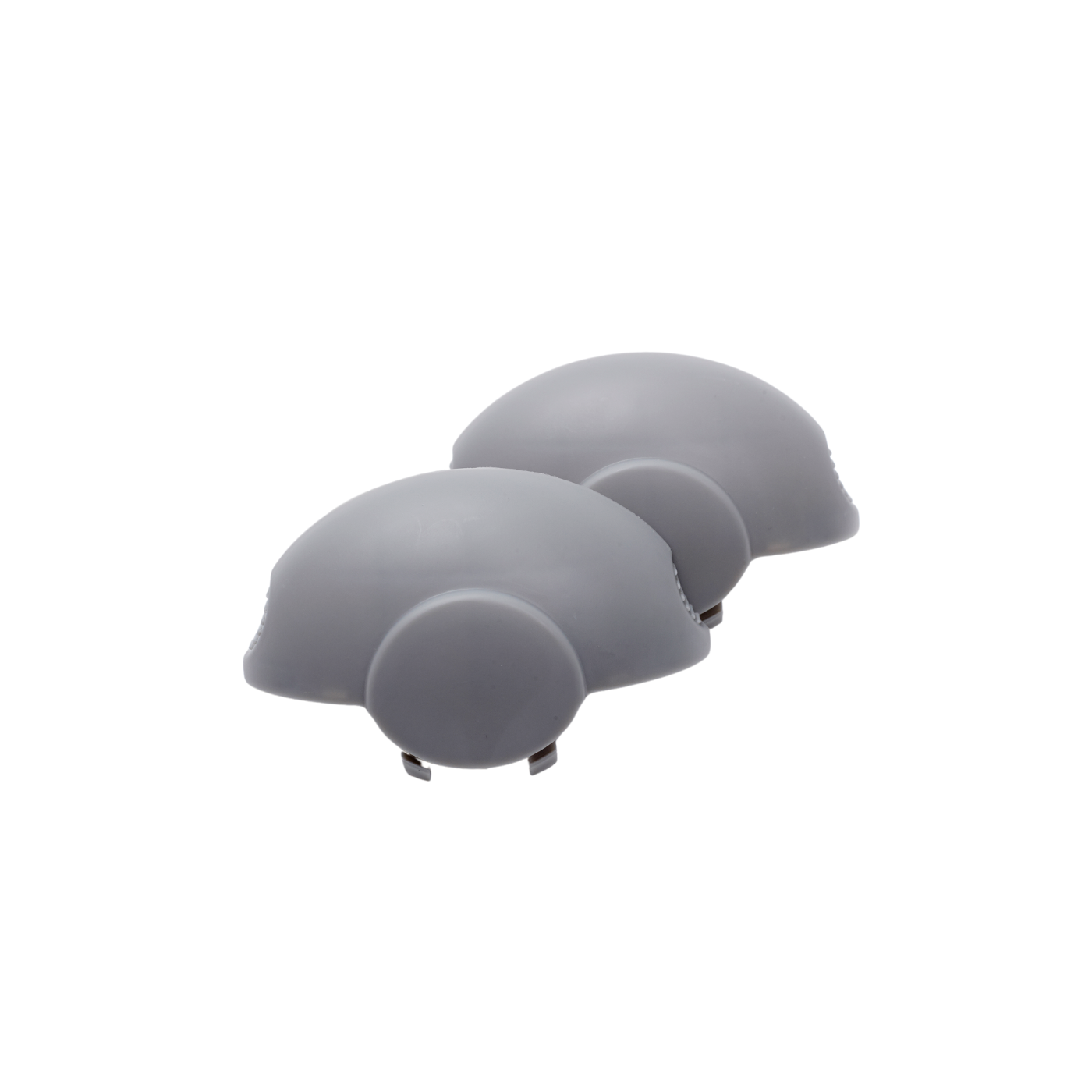 A pair of grey coloured end caps.