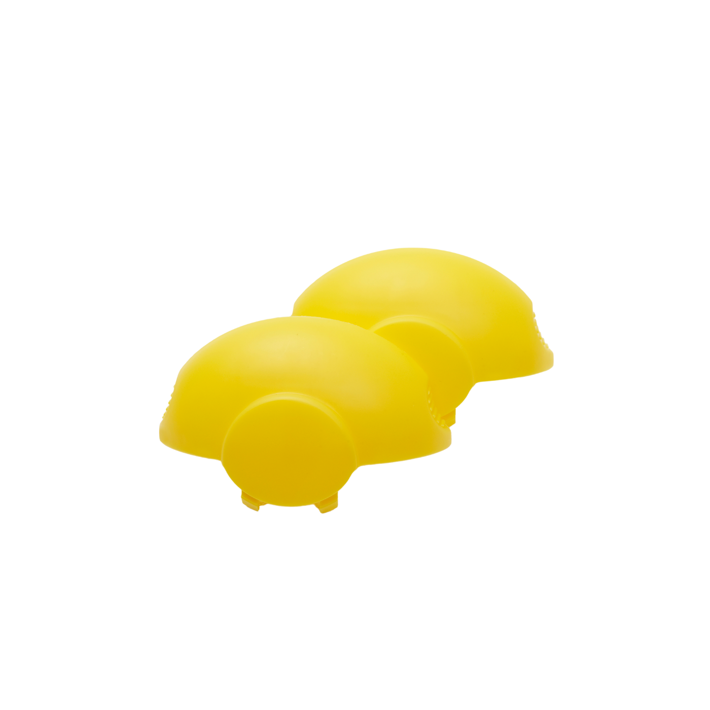 A pair of yellow coloured end caps.