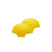 A pair of yellow coloured end caps.