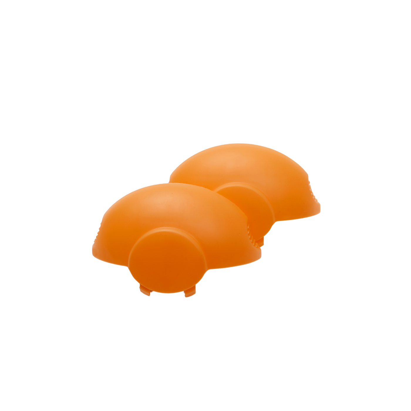 A pair of orange coloured end caps.