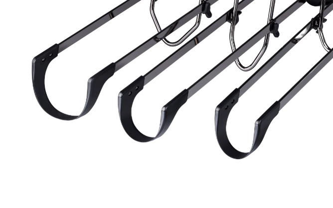 A set of three racks showing the nylon fender saddle in three different sizes.