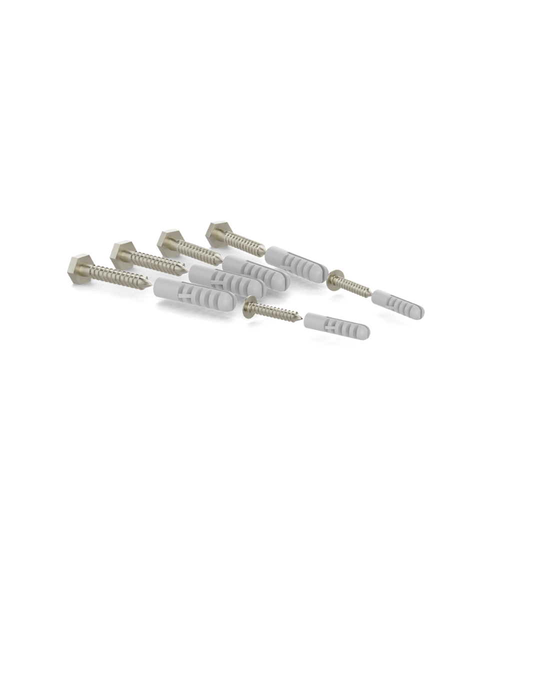 A set of metal bolts and screws used to install a Classic Range rack.